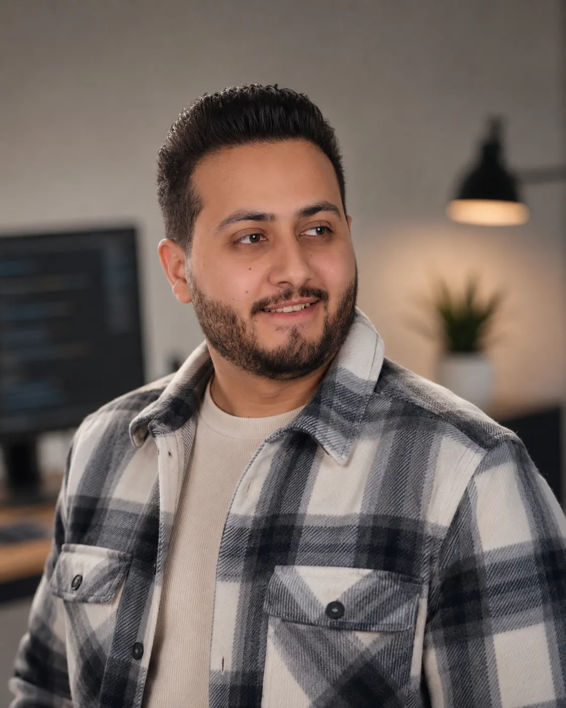 Mina Adel at his desk