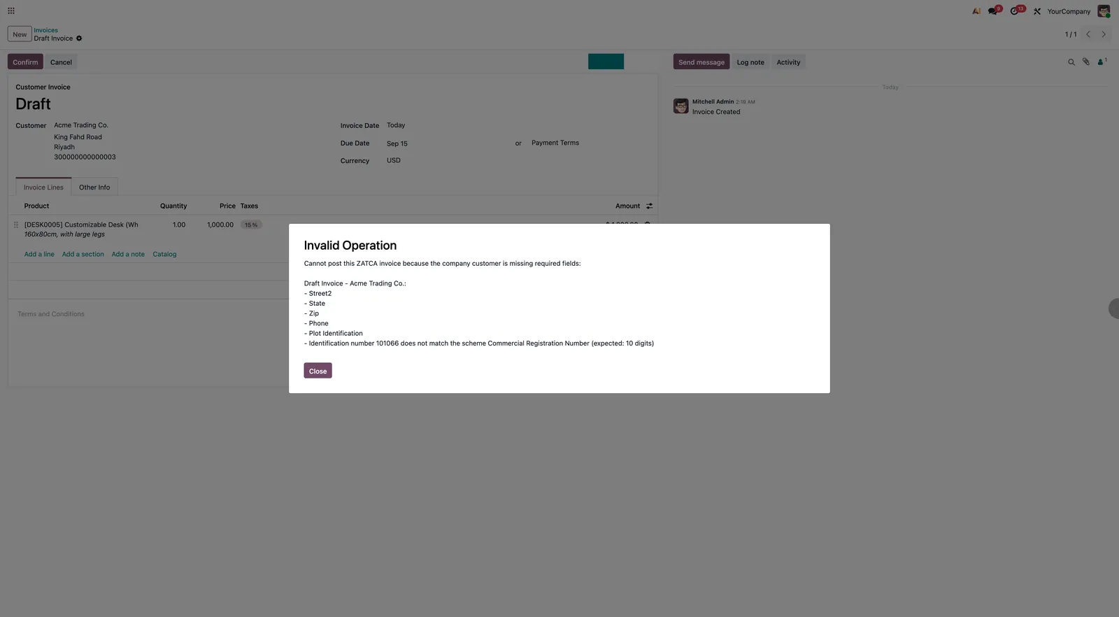 ZATCA: Validate Customer Data Before Posting